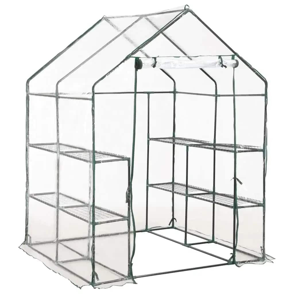 GEWÄCHSHAUS mit 8 Regalen 143 x 143 x - Transparent, Kunststoff (143/195/143cm)