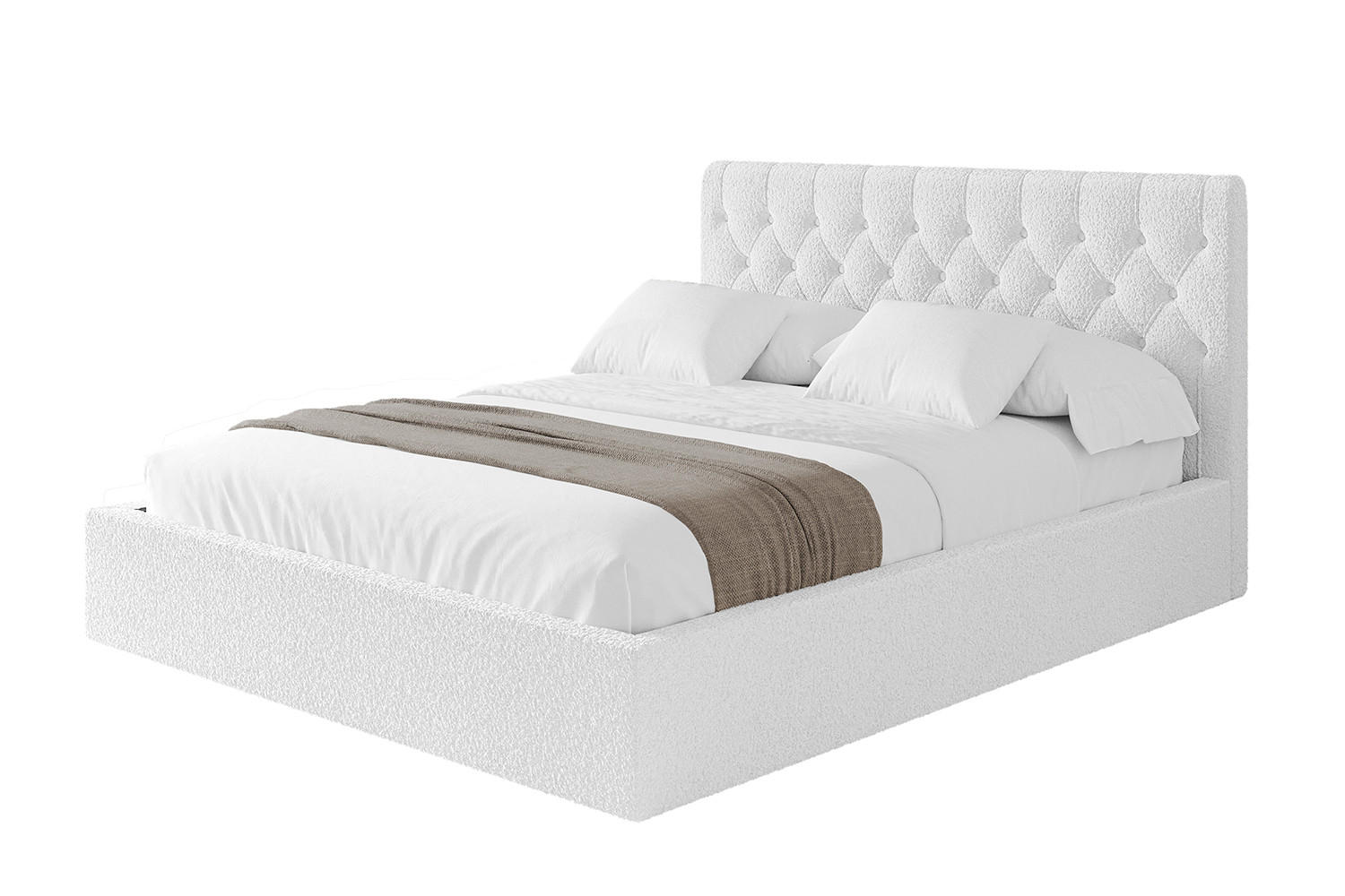 POLSTERBETT mit Bettkasten und Lattenrost, Boxbett ohne Matratze - RENO 200x200 Weiß - Weiß, Holzwerkstoff/Textil (200/200cm) - ALTDECOR