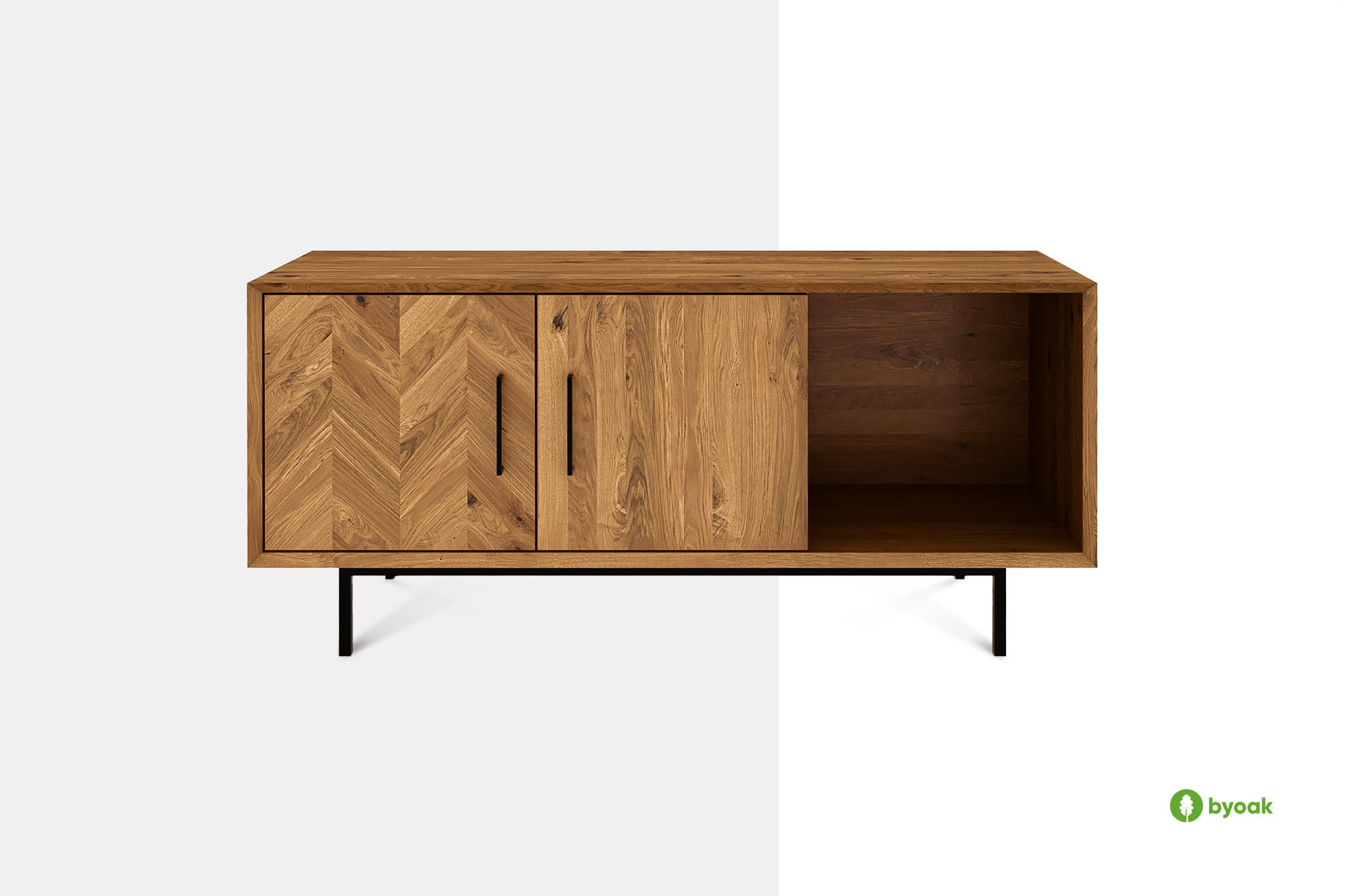 KOMMODE BREIT LEON Wildeiche - Wildeiche, Holz (144/65/45cm) - byoak