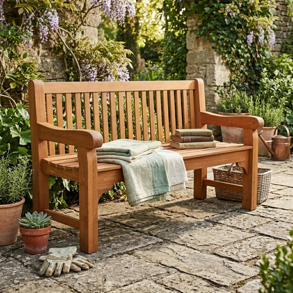 PARKBANK Edingburgh - Gartenbank 3-sitzer, aus Eukalyptusholz, geölt. Bank im Kolonial-Antik Stil - Braun, Holz (162/90/69cm) - TPFGarden