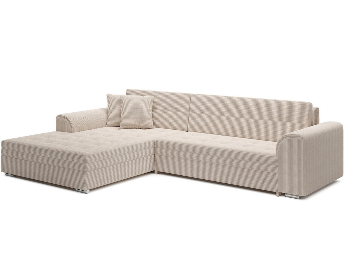 ECKSOFA SORENTO mit Schlaffunktion & Delfin-Mechanismus – Wohnlandschaft in L-Form 296 cm - Beige, Kunststoff (296/78cm) - Wohnideebilder