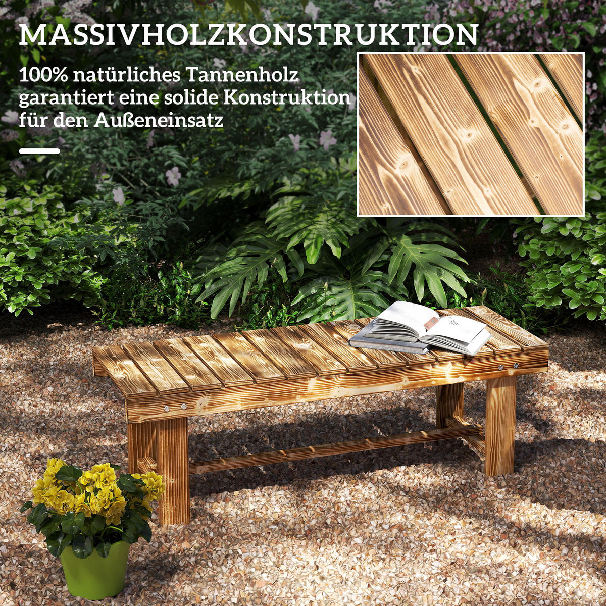 GARTENBANK,2-SITZER rustikal,dunkelbraun - Beige, Holz (110/35/38cm) - Vallsero