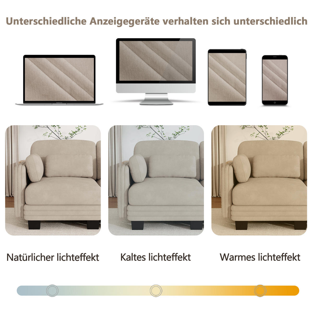 ECKSOFA 2-Sitzer L-Form mit Ottomane, DE-42686, Hellbraun - Hellbraun, Holz (176/143cm) - ComfortXL