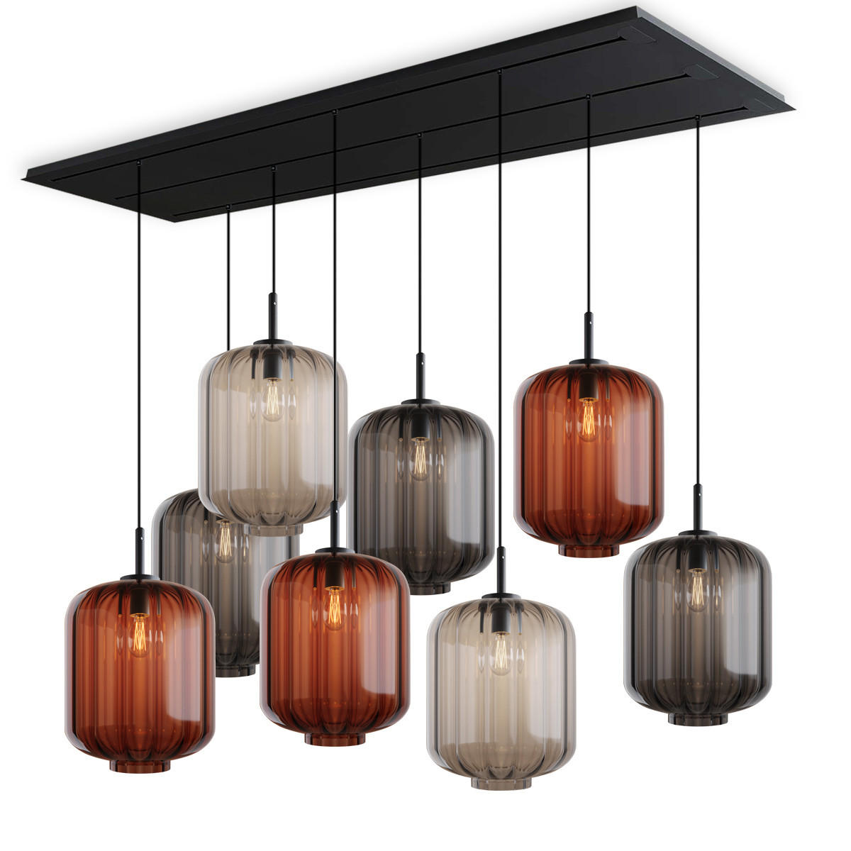 HÄNGELEUCHTE Velo 8-flammig Mehrfarbig Ø 25cm - Multicolor/Schwarz, Glas (25/25/27cm) - s.luce