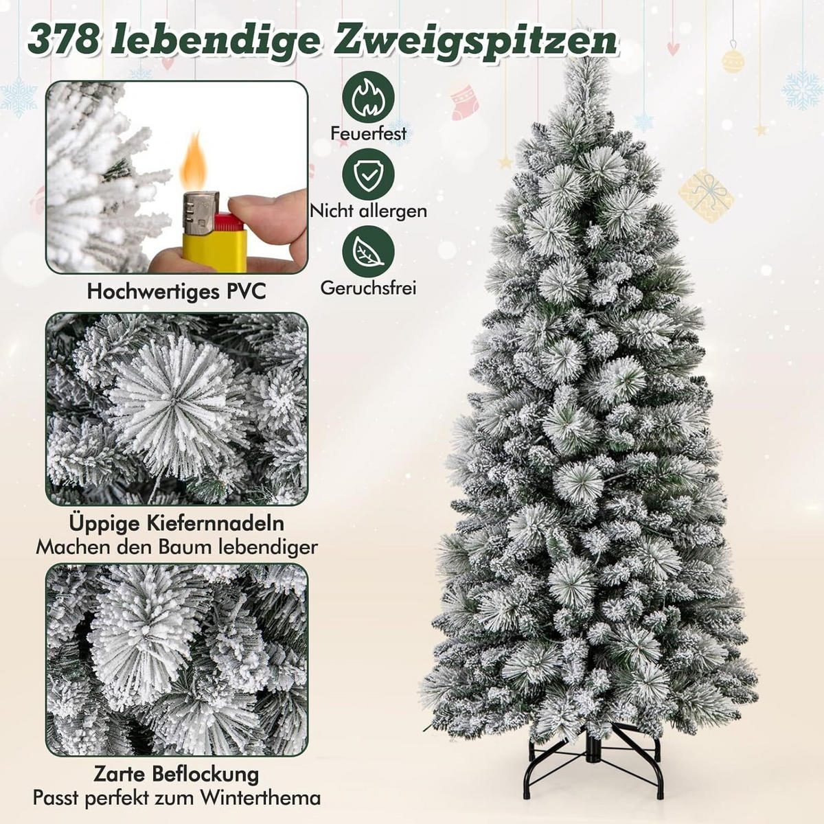WEIHNACHTSBAUM 180cm Grün - Grün, Metall (180cm) - COSTWAY