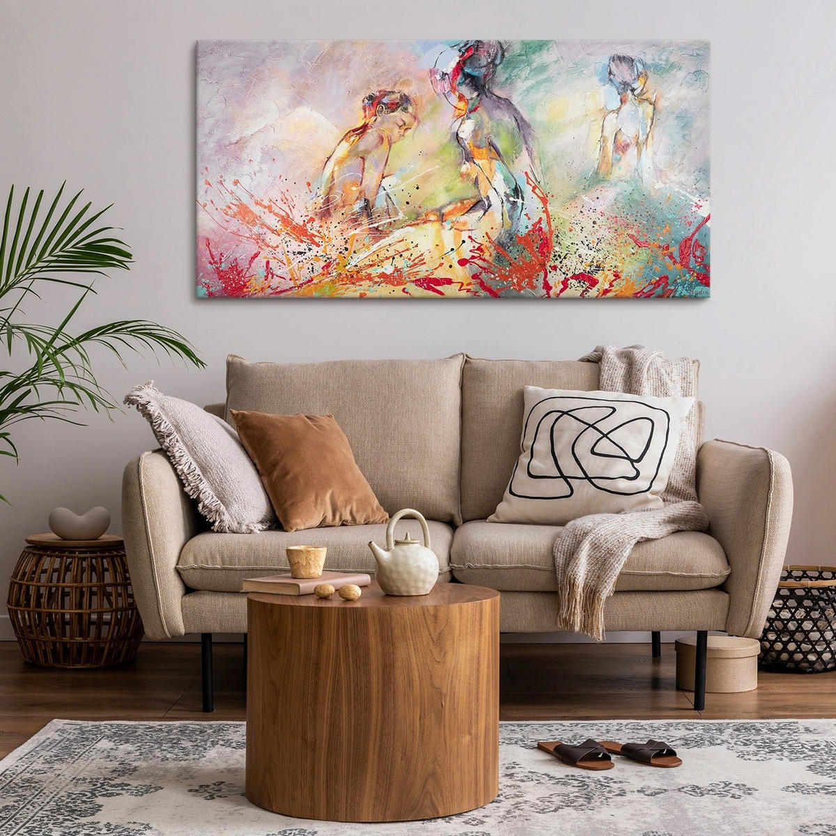 GEMÄLDE Heißer Sommer auf Keilrahmen 140x70 cm - Rot, Holz (140/70cm) - YS-art gallery
