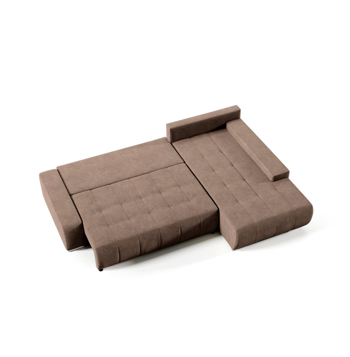 ECKSOFA mit Schlaffunktion Dhaka L, Braun - Dunkelbraun, Textil (185/265cm) - Fedve