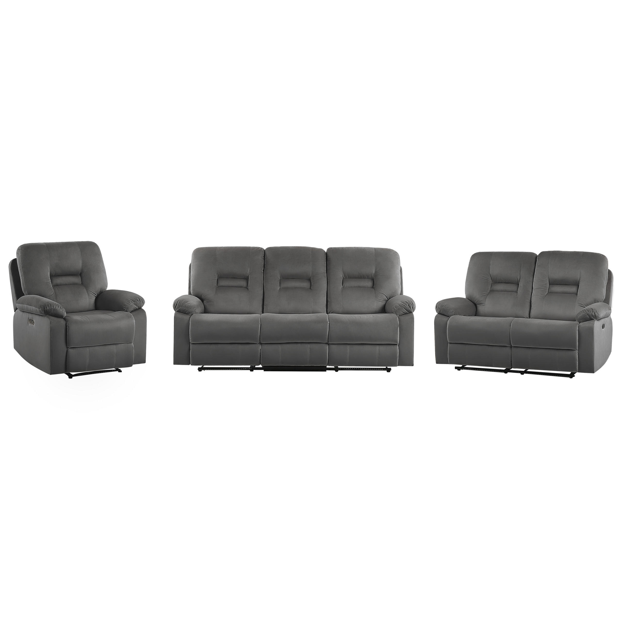 6-SITZER SOFA SET Samtstoff Grau Bergen - Grau, Textil (204/101/73cm) - Beliani