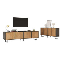 OBÝVACÍ STĚNA Dřevo Černá TV Komoda Sideboard 180 cm - přírodní, kompozitní dřevo (180/40/40cm) - FLIEKS