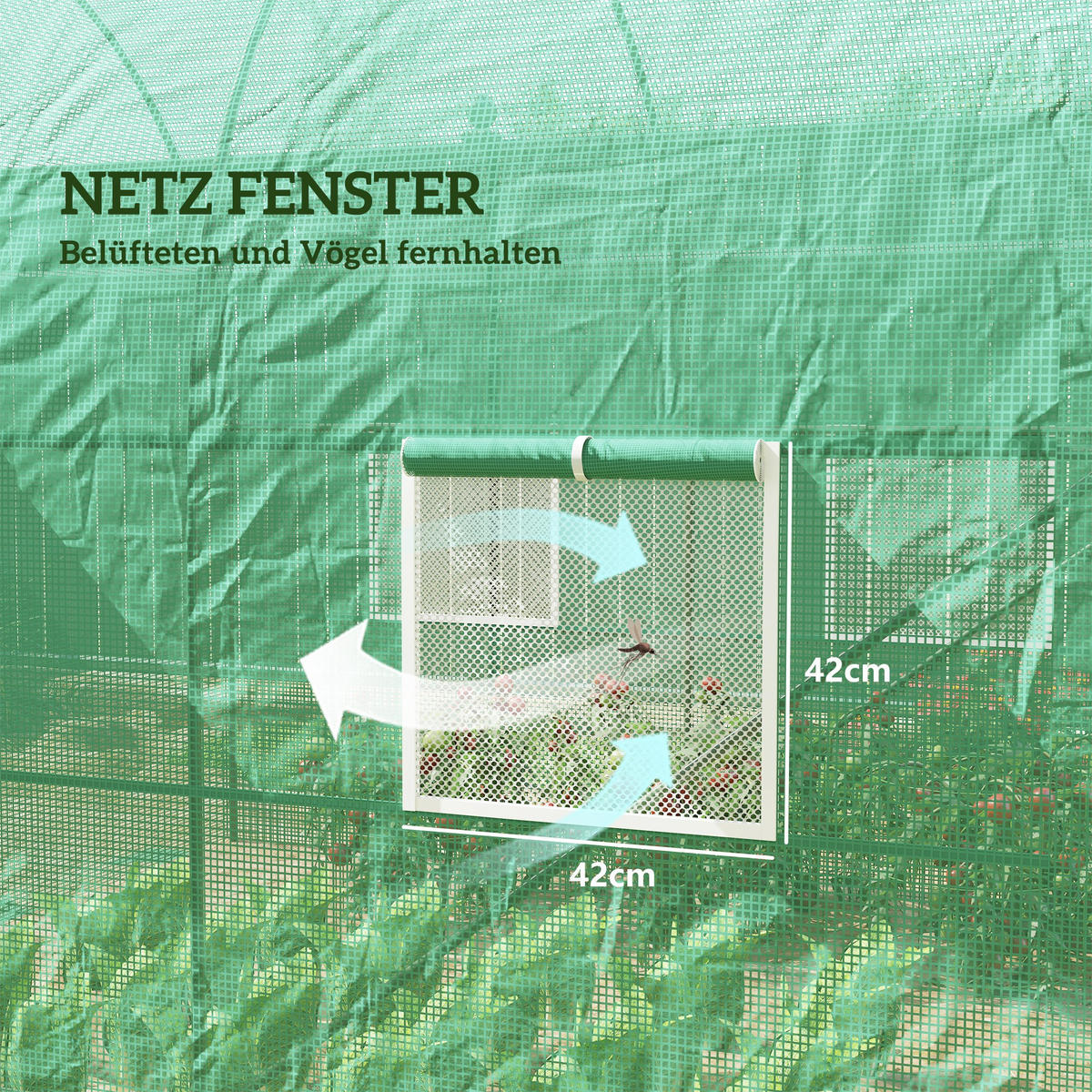 FOLIENGEWÄCHSHAUS mit Fenster Grün 245 x 200 x 198 cm - Grün, Kunststoff (200/198/245cm) - Outsunny