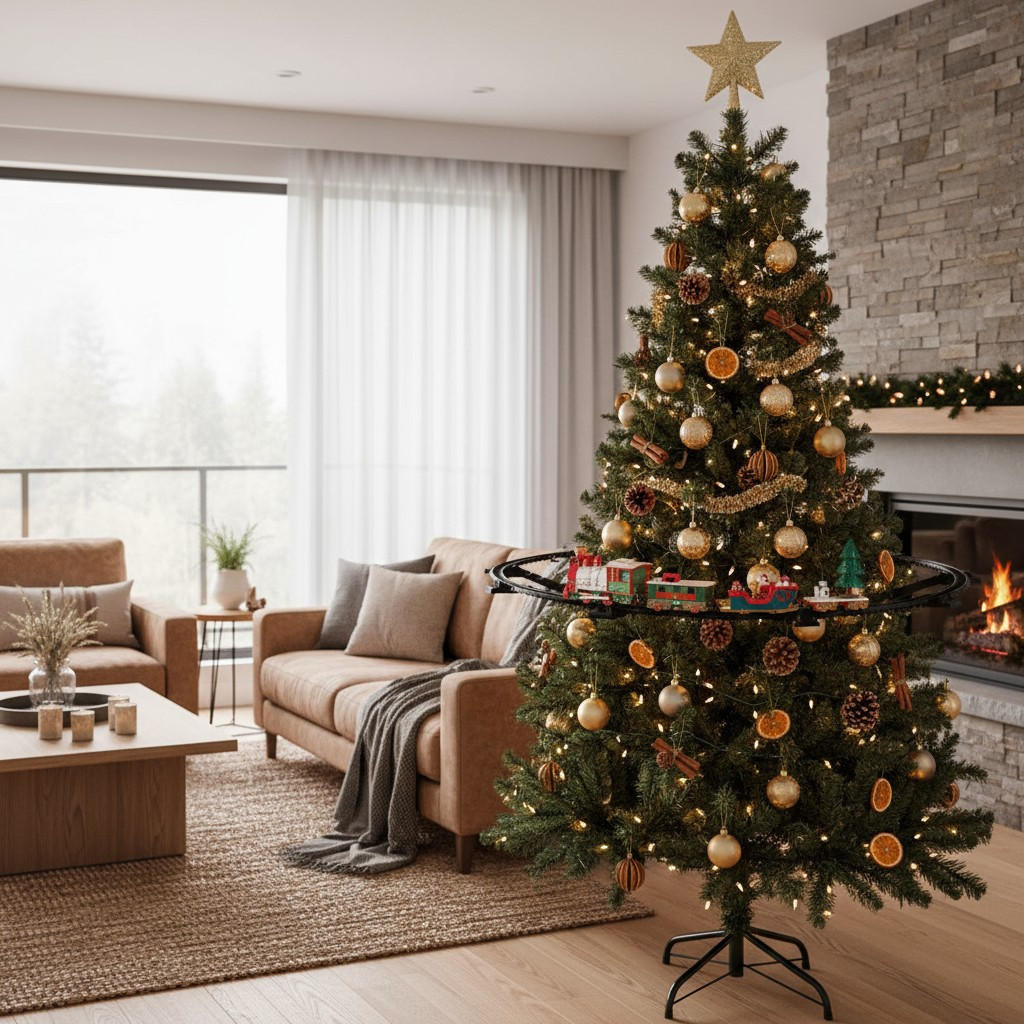 WEIHNACHTSZUG 23 Teile Ø 87,5 cm - Grün, Kunststoff (87.5/35.5cm) - Home Styling Collection