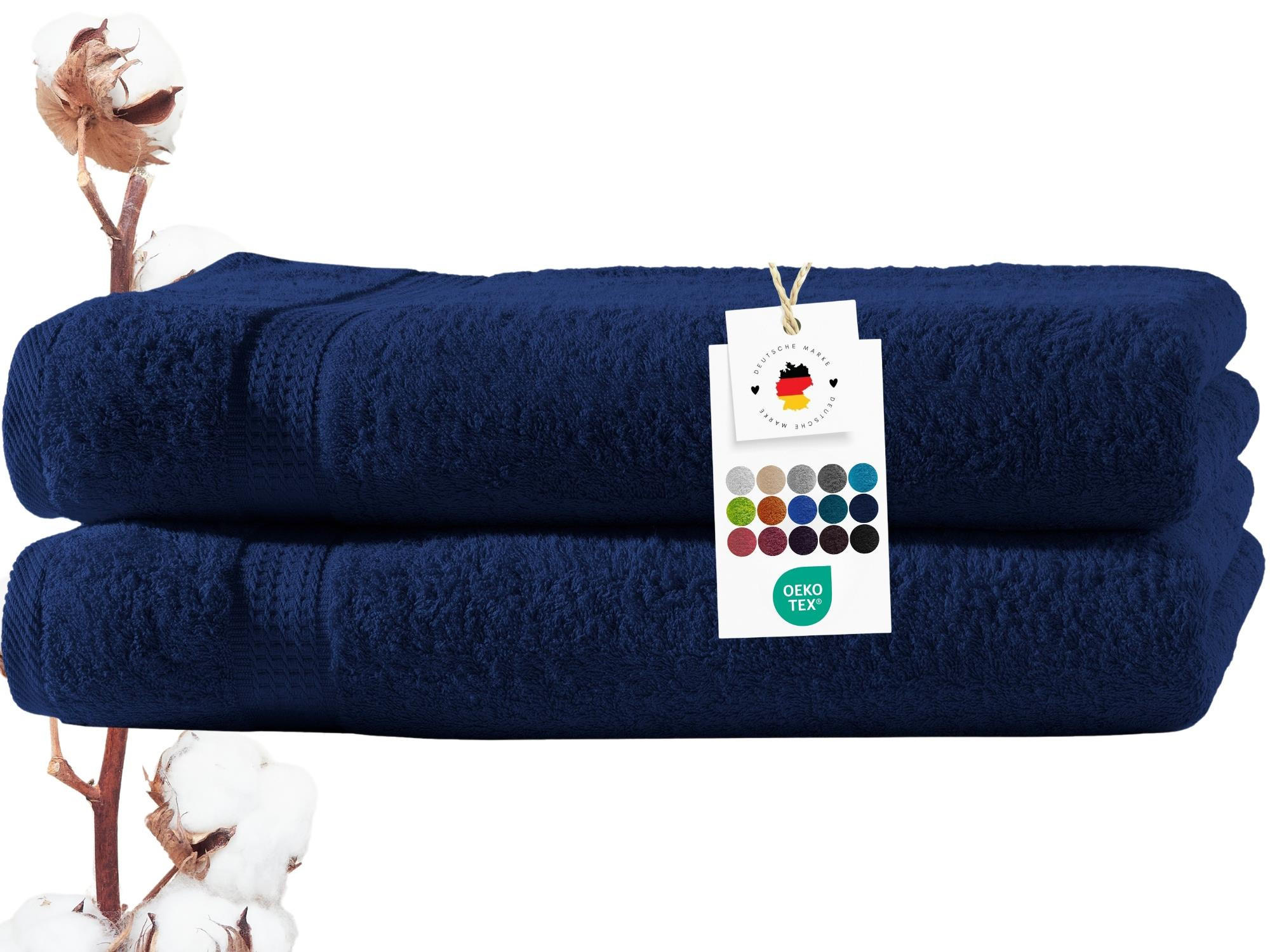 DUSCHTUCH 70x140 cm Frottier Handtücher im 2er Set aus 100% Baumwolle, Navy Blau 500g/m2 - Dunkelblau, Textil (70/140cm) - Carpe Sonno
