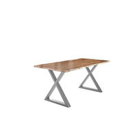 ESSTISCH LUBIN - Beige/Silberfarben, Holz/Metall (100/200/77cm) - SAM