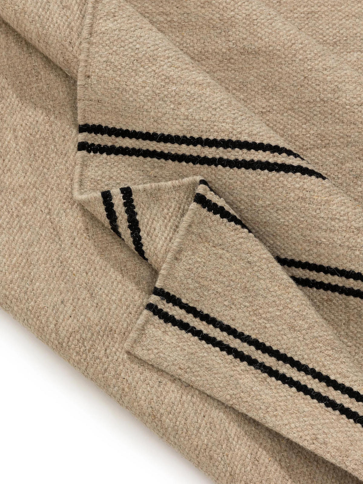 WOLLTEPPICH Kambiz Beige/Schwarz 120x170 cm - Beige, Textil (120/170cm) - benuta Pure