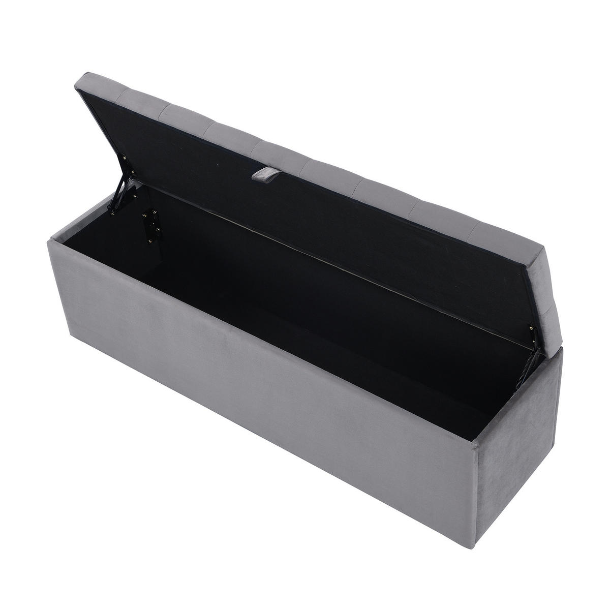TRUHENBANK Grau 138/41/42 cm aus Samt mit Stauraum - Grau, Textil (41/42/138cm) - OKWISH