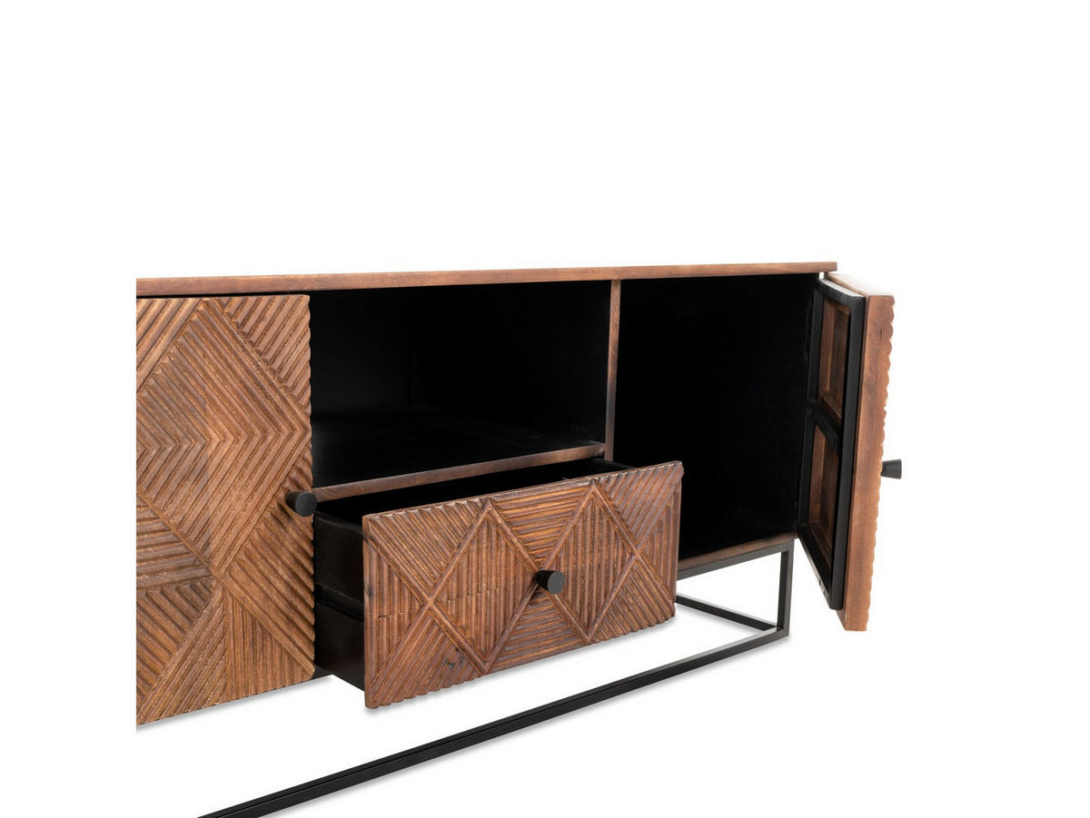 TV Board Jasmin Mangoholz 125 cm / 40 cm Natur - Naturfarben, Holz (125/55/45cm) - Villa Möbel