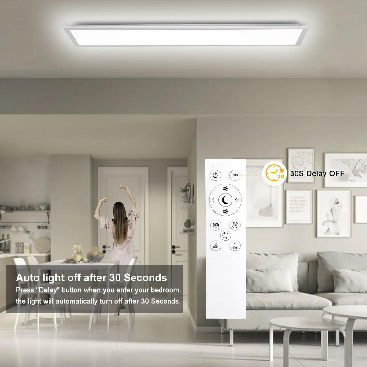 DECKENLEUCHTE PA1061HV LED Panel RGB 120/30/3.9 CM - Weiß, Metall (120/30/3.9cm) - LOVHAUS