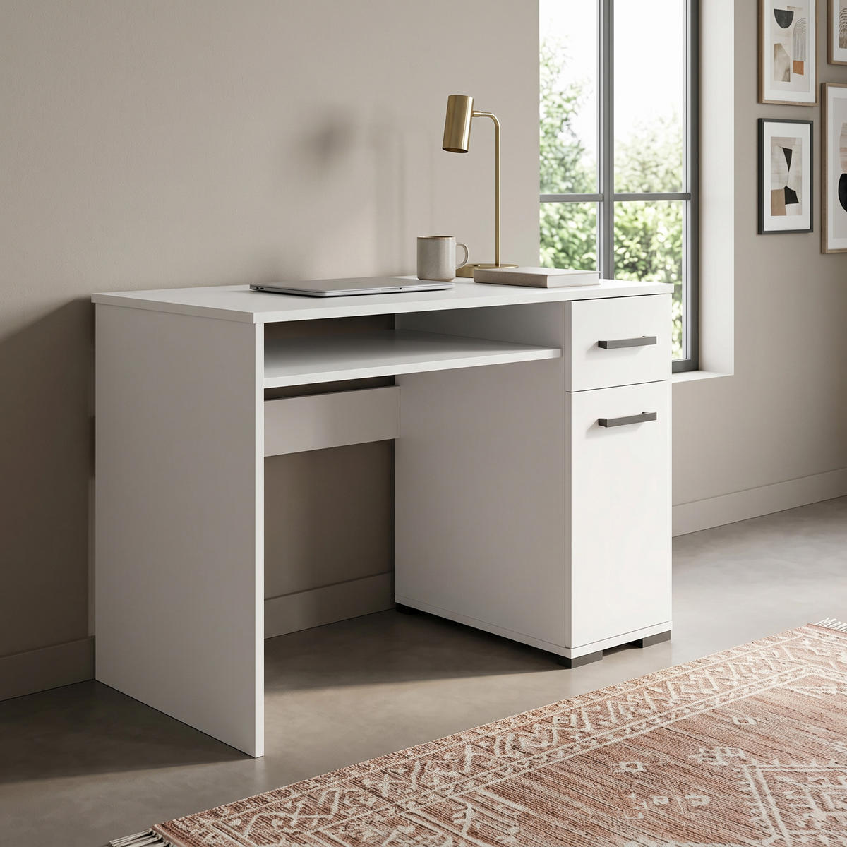 SCHREIBTISCH ALBANO 90x56x75 cm Bürotisch Computertisch, Weiß - Weiß, Holzwerkstoff (56/90/75cm) - MASSENO