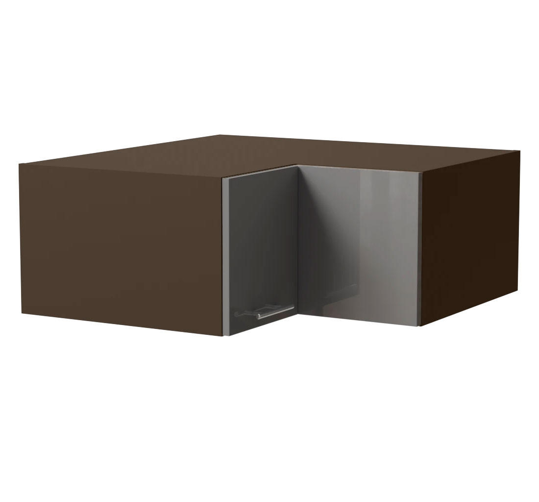 ECK-AUFSATZSCHRANK Essen W14/90/36 Grau Hochglanz / Lava Matt 90 / 90 / 36cm - Dunkelgrau/Grau, Holz/Holzwerkstoff (90/36/90cm) - Feldmann-Wohnen