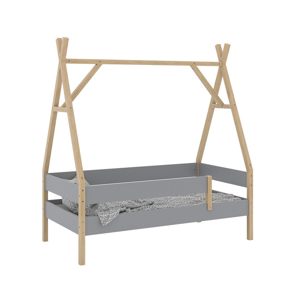 KINDERBETT Bali Grau 80x160 cm - Grau, Holz - VitaliSpa