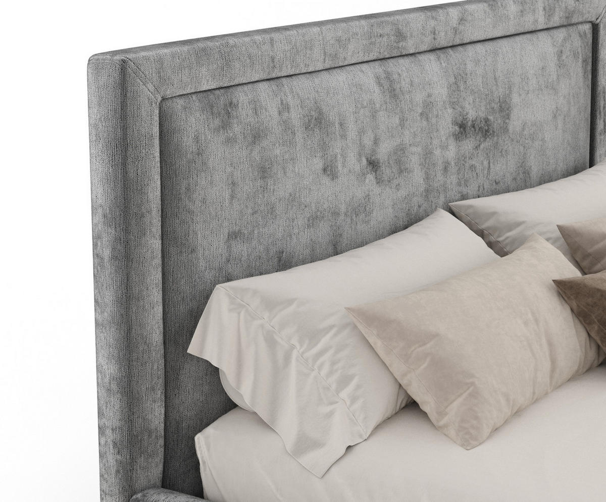 POLSTERBETT Ordina Grau 120/200 cm im Chenille-Stoff - Naturfarben/Grau, Holz/Holzwerkstoff (120/200cm) - Maison de Reve