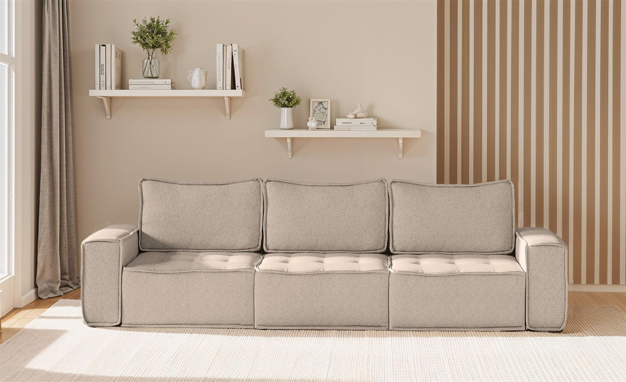 SOFA Sande In Alpine - Hellbraun, Holzwerkstoff/Textil (292/85/90cm) - Fun Möbel