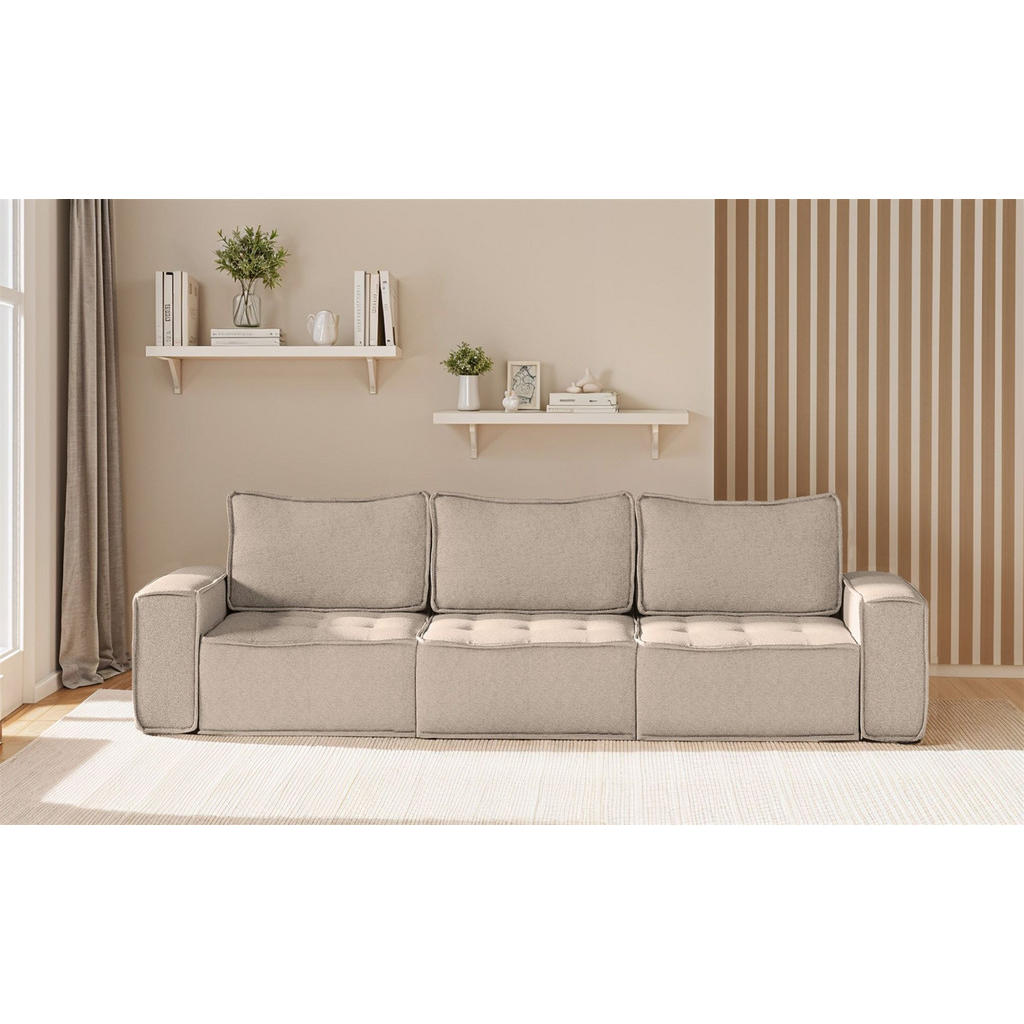 Thumbnail - Fun Möbel Sofa, Hellbraun, Textil, 292x85x90 cm, Wohnzimmer, Sofas & Couches, Sofas, 3-Sitzer Sofas