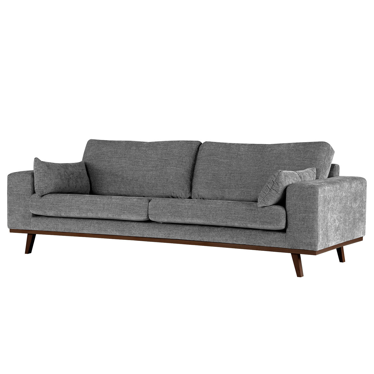 3-SITZER SOFA - Dunkelgrau/Buchefarben, Textil (237/81/88cm) - home24