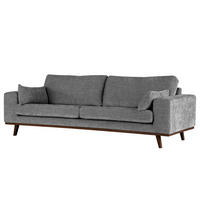 3-SITZER SOFA - Dunkelgrau/Buchefarben, Textil (237/81/88cm) - home24