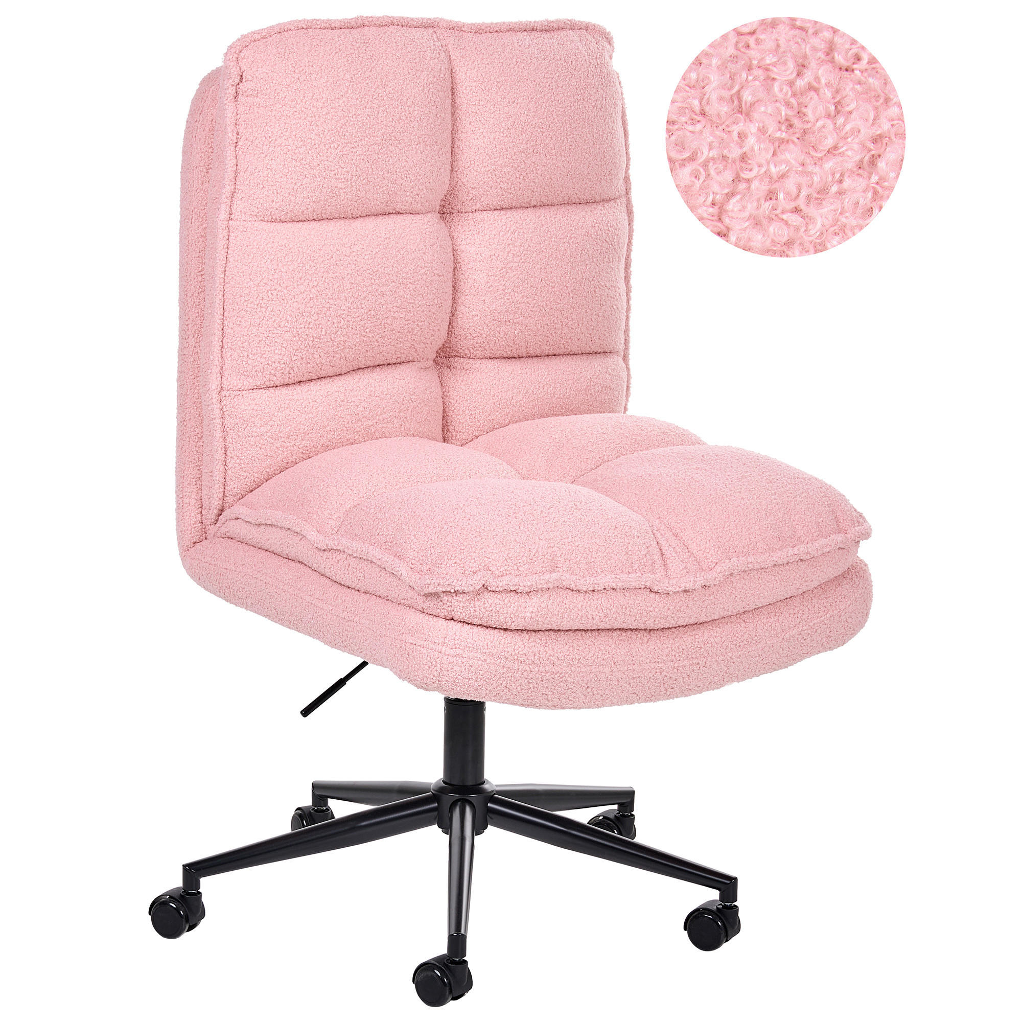 BÜROSTUHL Bouclé Rosa Addison - Pink, Textil (56/98/64cm) - Beliani