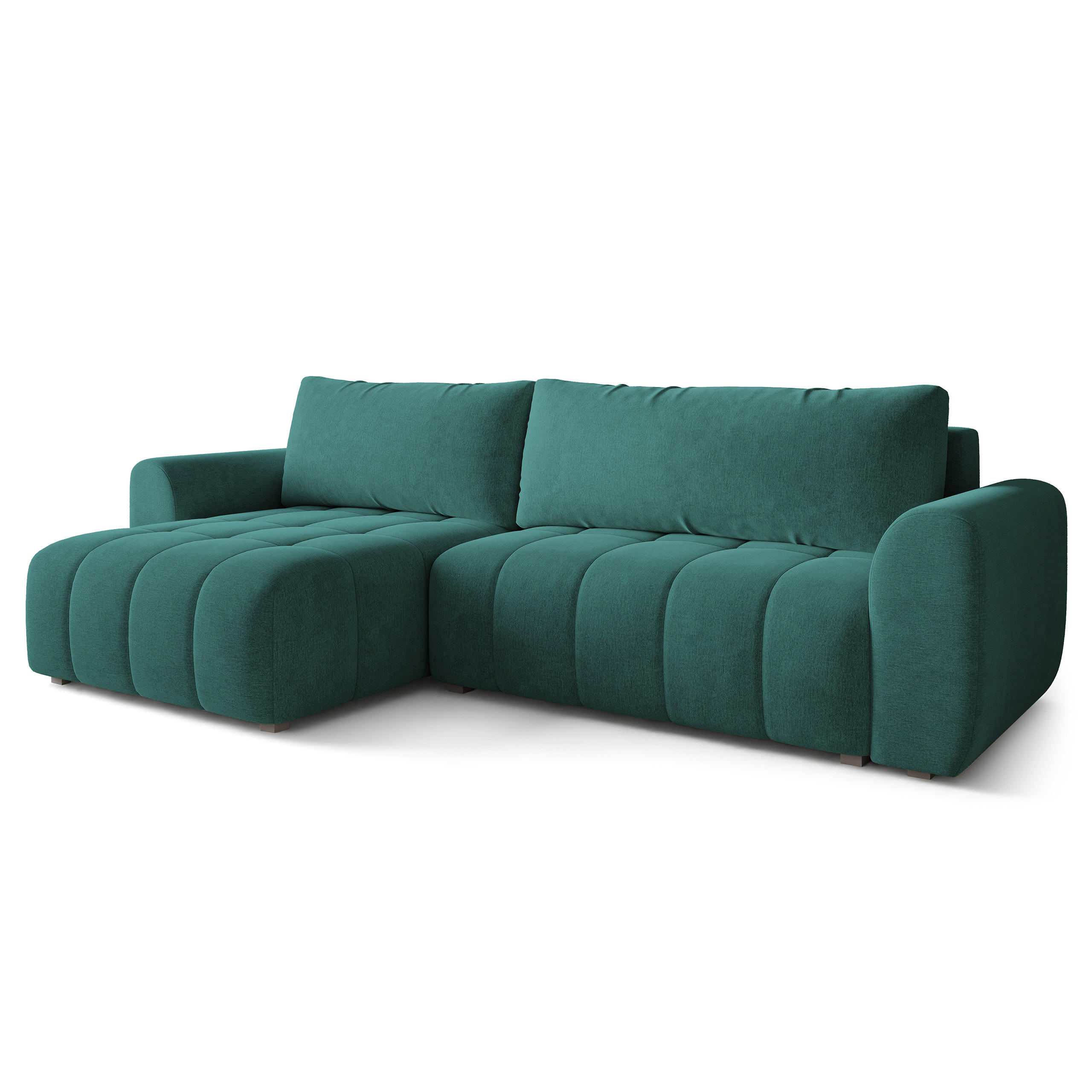 ECKSOFA MODARO CL Blau Samtstoff mit Schlaffunktion - Blau, Holzwerkstoff/Textil (285/148cm) - MASSENO
