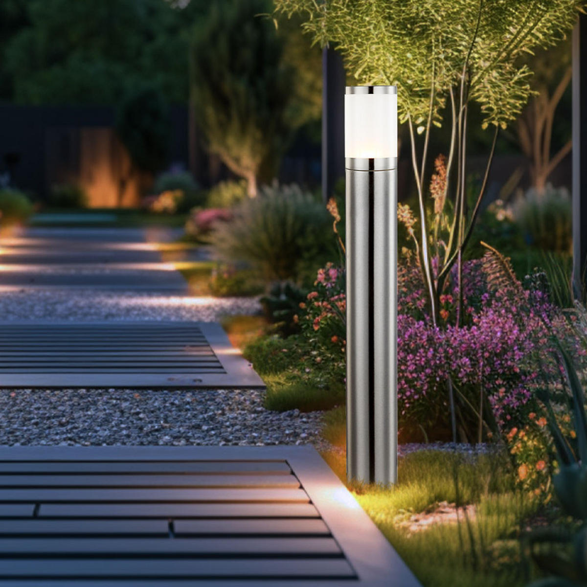 EDELSTAHL WEGELEUCHTE XELOO Silber - Silberfarben, Metall (10.2/10.2/80cm) - Globo Lighting