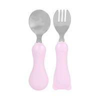 BESTECK-SET 2-teiliges Baby-Besteck–Löffel und Gabel - Rosa, Metall