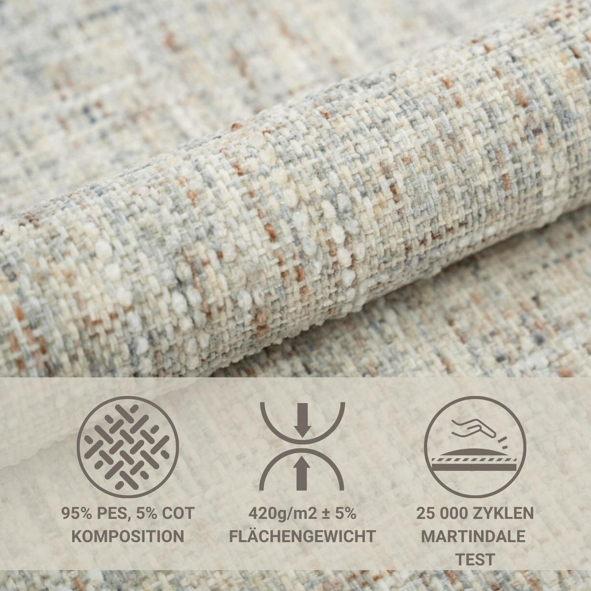 SCHLAFSOFA Mitsis Beige Webstoff - Beige/Schwarz, Holz/Holzwerkstoff (231/93/106cm) - Maison de Reve