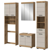 BADMÖBEL-SET Sand Kaschmir, Eiche Evoke, Badkombination 190 4-teilig - Kaschmir/Eichefarben, Glas/Holzwerkstoff (190/191/34cm) - Inn.Furn