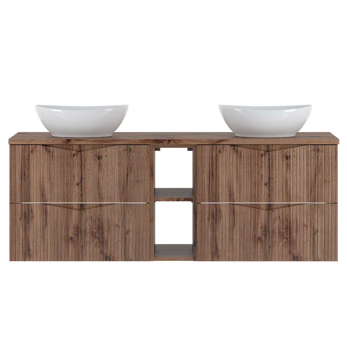 DOPPELWASCHTISCH 140.6cm Tao Holz - Braun, Holzwerkstoff (140.6/52.2/46.5cm) - Petits-meubles