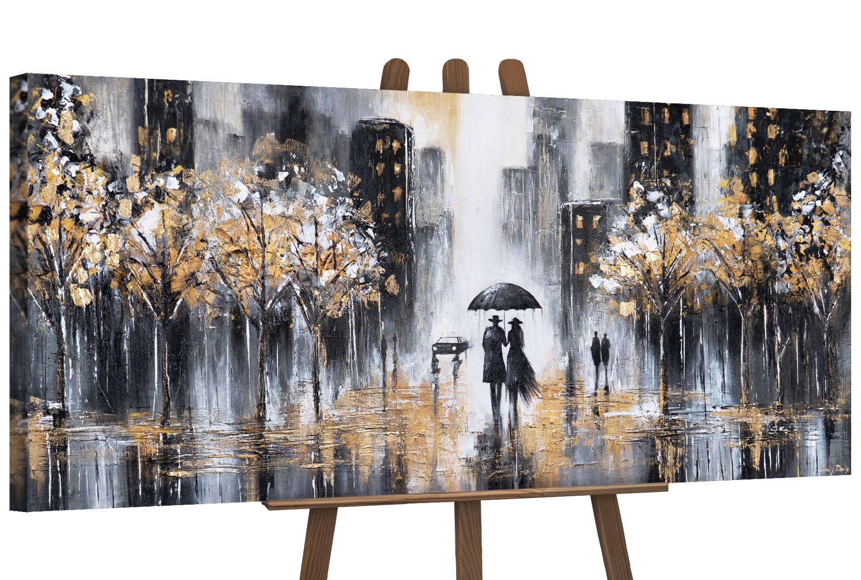 YS-art gallery Gemälde Schwarz 115x50 cm