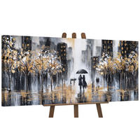 GEMÄLDE Goldener Abend auf Keilrahmen 115x50 cm - Schwarz, Holz (115/50cm) - YS-art gallery