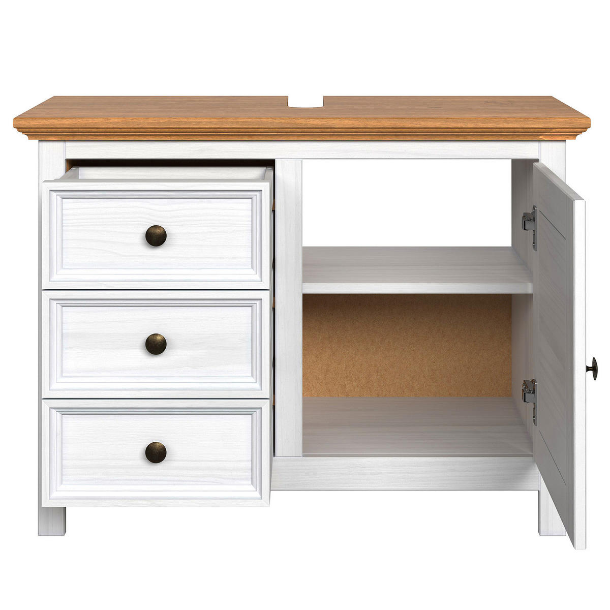 WASCHBECKENUNTERSCHRANK - Kiefer - Kieferfarben, Holz (86/63/35cm) - home24