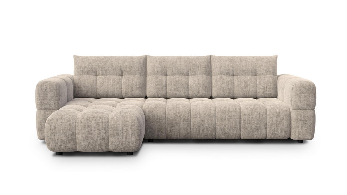 ECKSOFA CLOUDI 4-Sitzer links, beige - Beige/Schwarz, Holz/Textil (294/160cm) - Courtois Laville