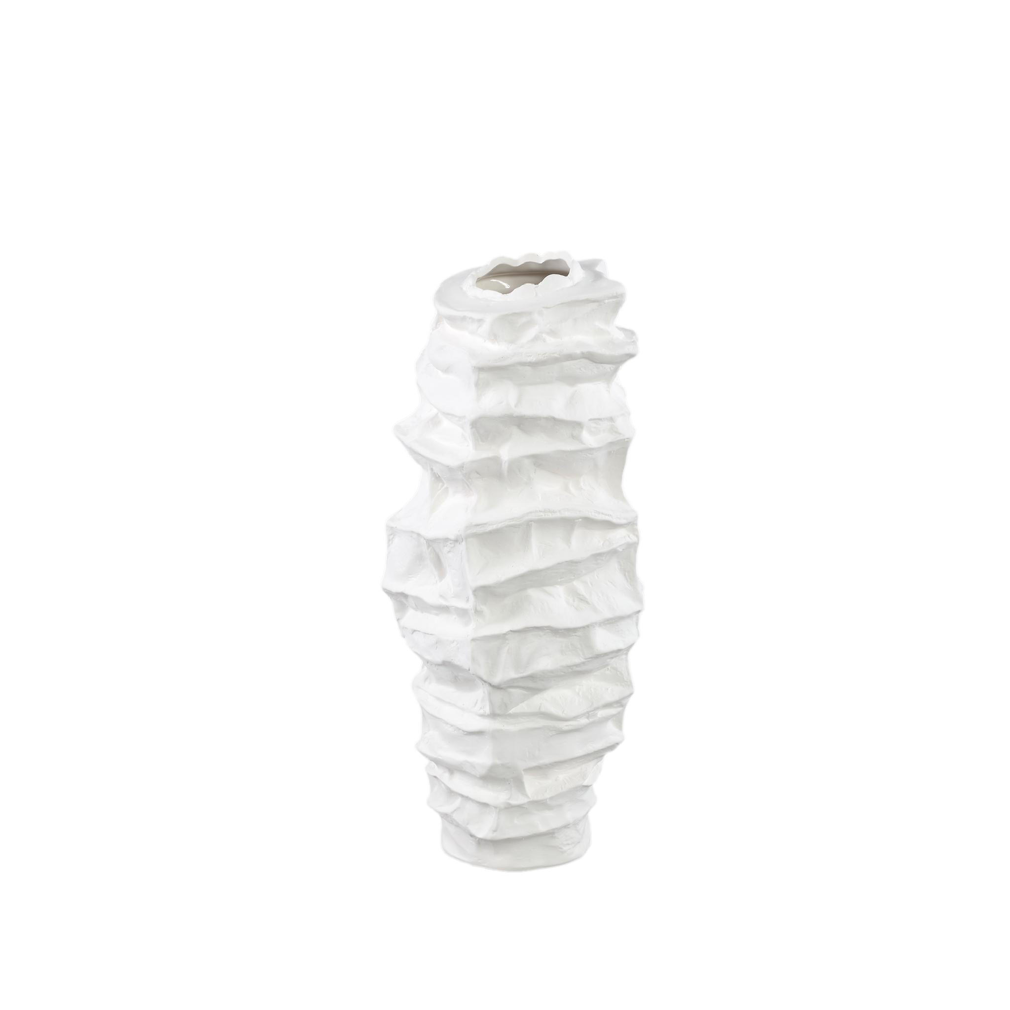 VASE Aharon Weiß 20/18/42cm - Weiß, Keramik (42cm) - PTMD Collection
