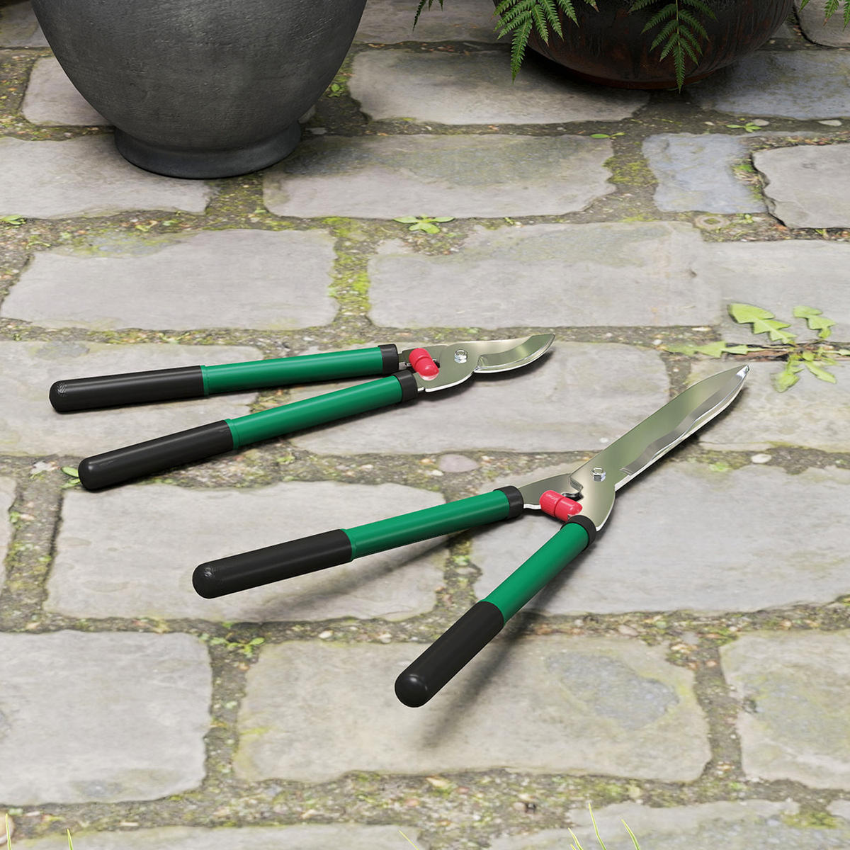 GARTENSCHEREN-SET 2-teilig aus Metall & Kunststoff Grün - Grün, Metall (17/4.5/51cm) - Outsunny