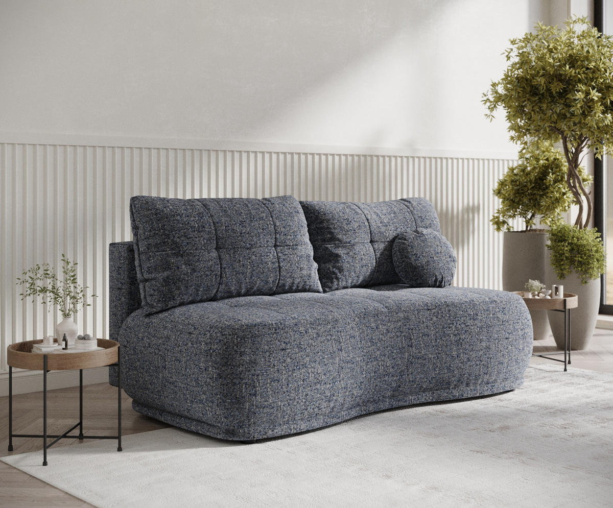 SCHLAFSOFA Cirrus Marineblau Webstoff - Schwarz/Dunkelblau, Holz/Holzwerkstoff (206/95/105cm) - Maison de Reve