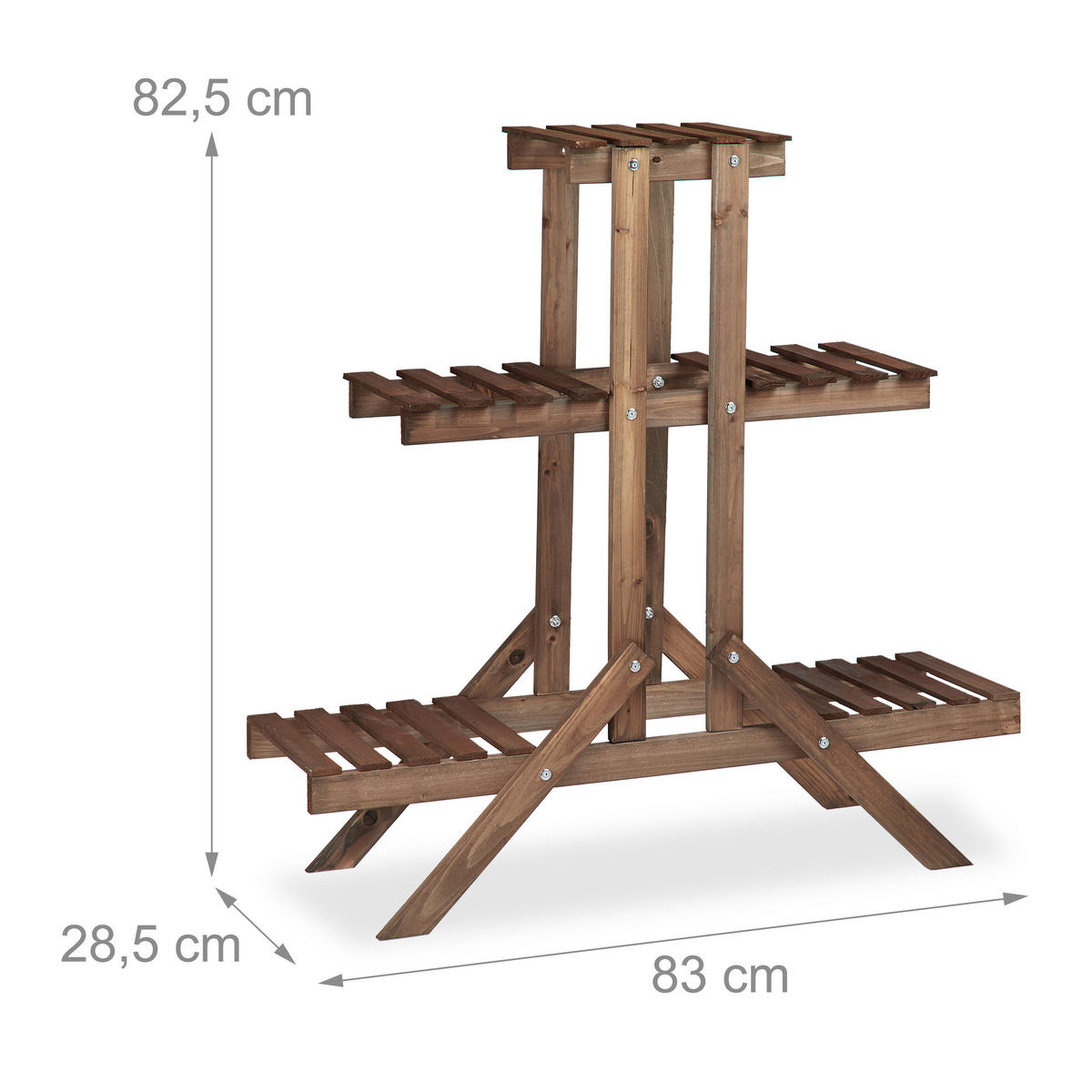 BLUMENTREPPE - Dunkelbraun, Holz (83/82.5/28.5cm) - Relaxdays