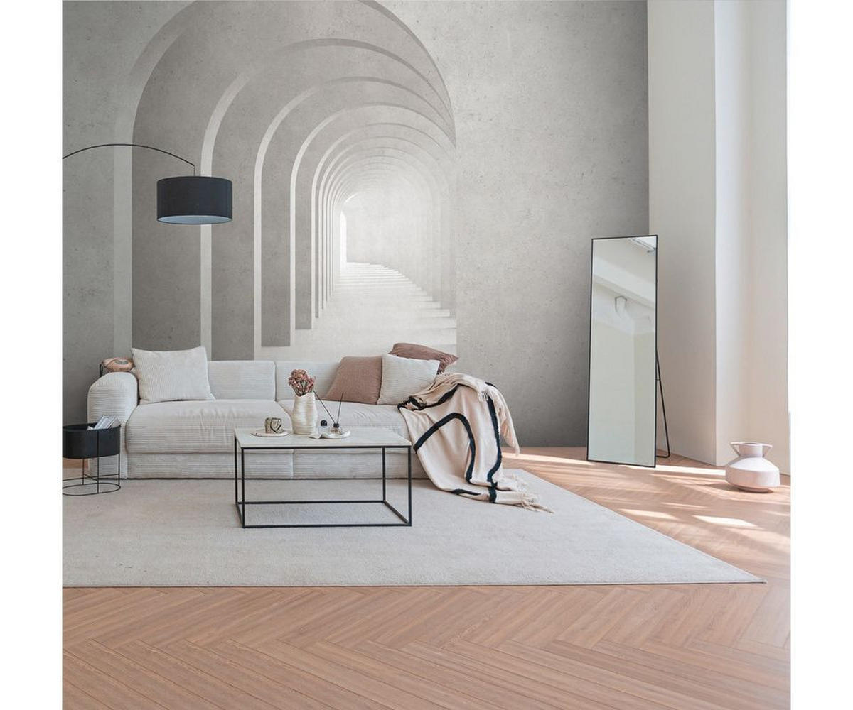 VLIESTAPETE Grau 371/280 cm - Weiß/Grau, Textil (371/1cm) - KUNSTLOFT