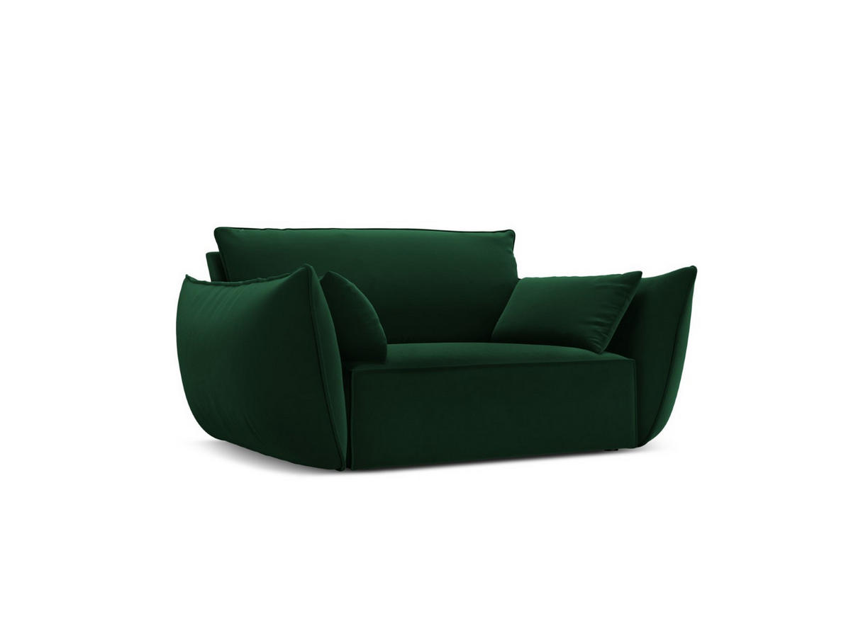 SESSEL Kaelle aus Samt flaschengrün - Dunkelgrün, Textil (100/85/128cm) - Micadoni