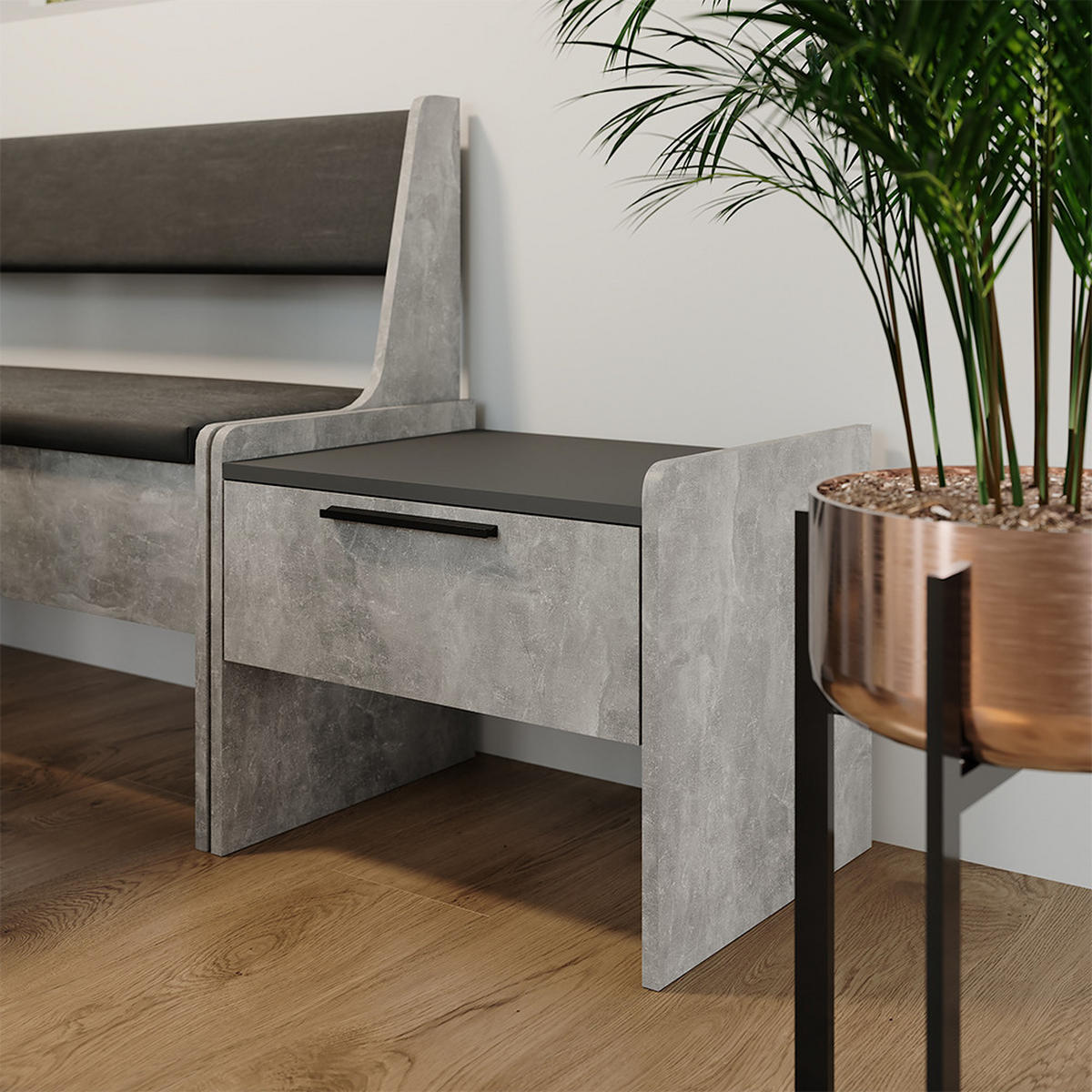 LAVICE DO JÍDELNY Roman Beton/antracit - šedá, kompozitní dřevo (53.5/45.5/41.1cm) - Vicco