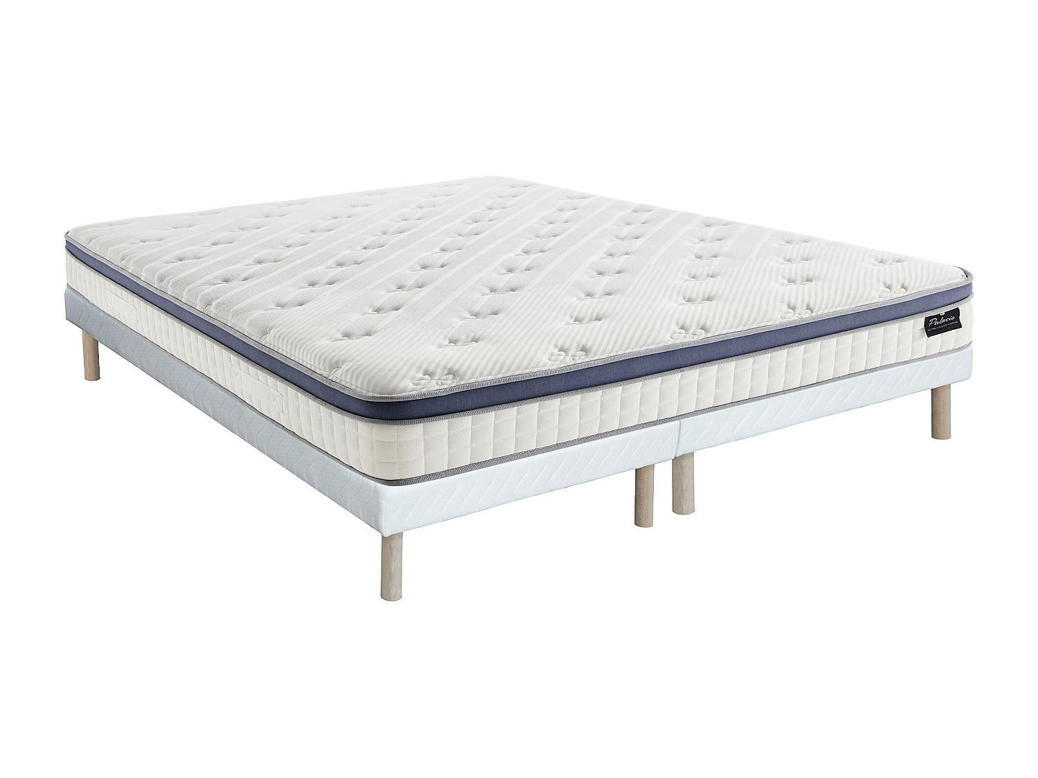 MATRATZE und Bettgestell mit Lattenrost und Stoffbezug - 2 Personen - stoff - weiß Malao - Weiß, Textil (180/200cm) - Vente-Unique
