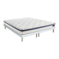 MATRATZE und Bettgestell mit Lattenrost und Stoffbezug - 2 Personen - stoff - weiß Malao - Weiß, Textil (180/200cm) - Vente-Unique