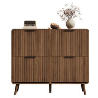 SCHUHSCHRANK aus MDF 105x24x90cm in Nussbaum mit Klapptüren - Nussbaumfarben, Holzwerkstoff (105/90/24cm) - Modfu